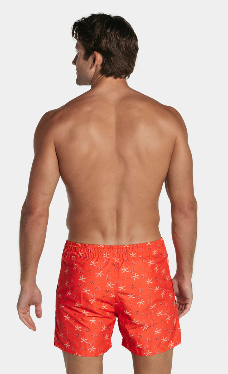 Leo Men's Blue Print Swim Trunks