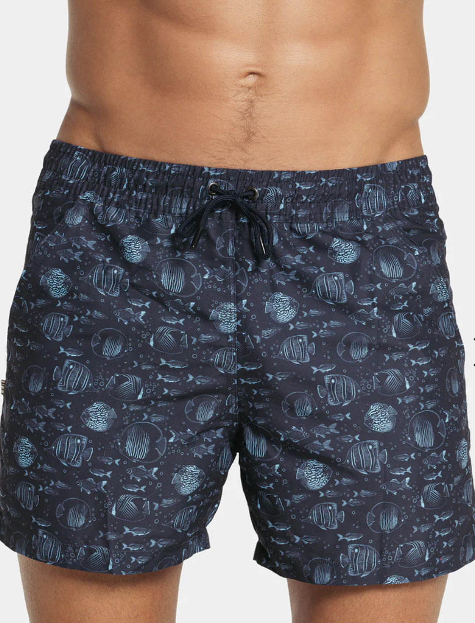 Leo Men's Blue Print Swim Trunks
