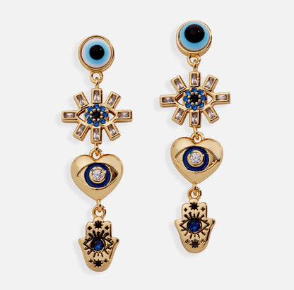 Evil Eye Linear Earring