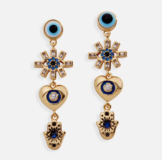Evil Eye Linear Earring