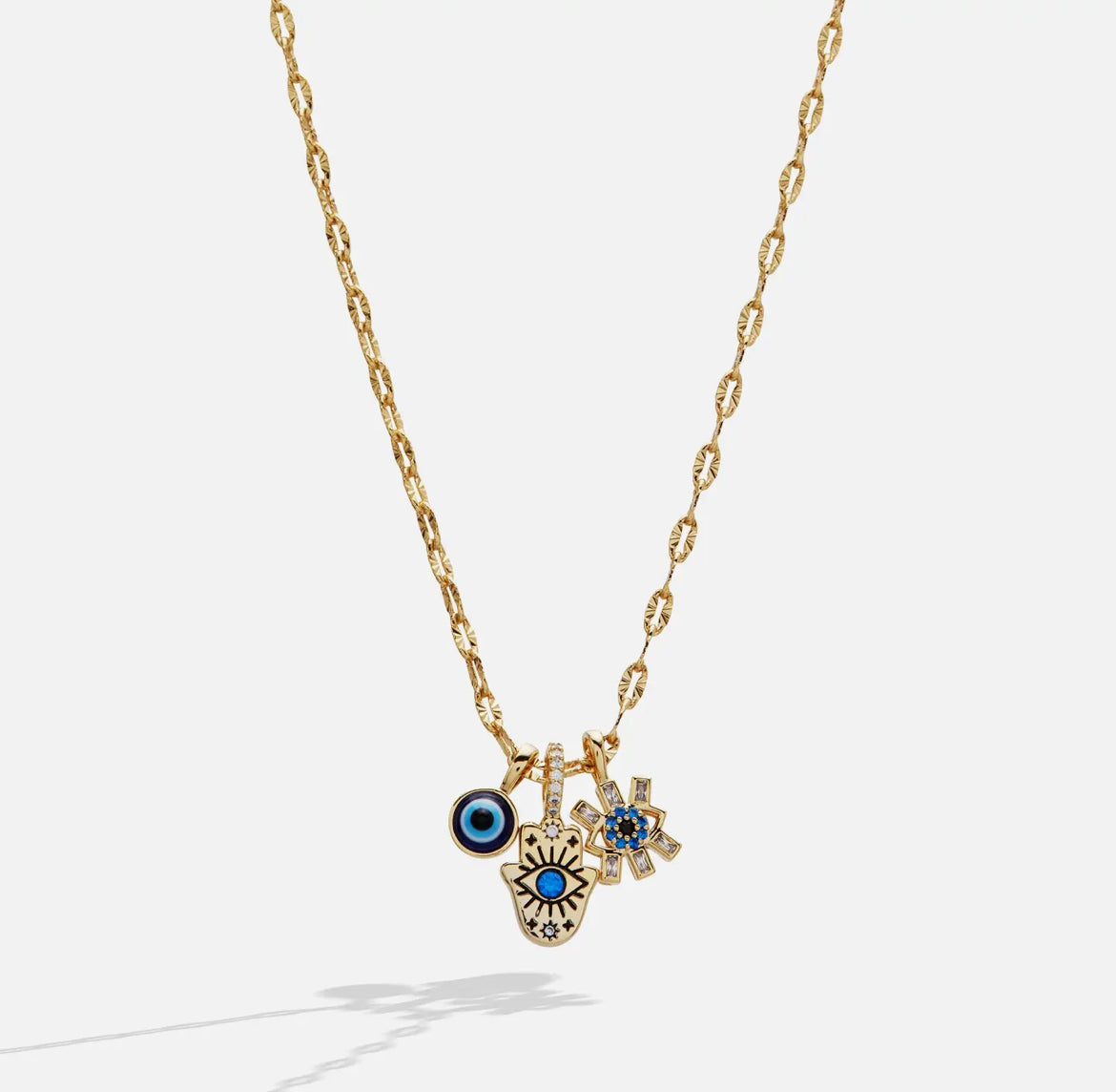 Evil Eye Triple Charm Necklace