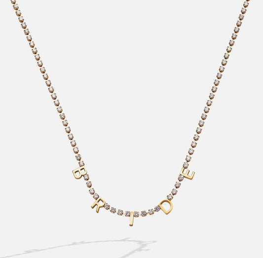 Bride” Crystal Tennis Necklace