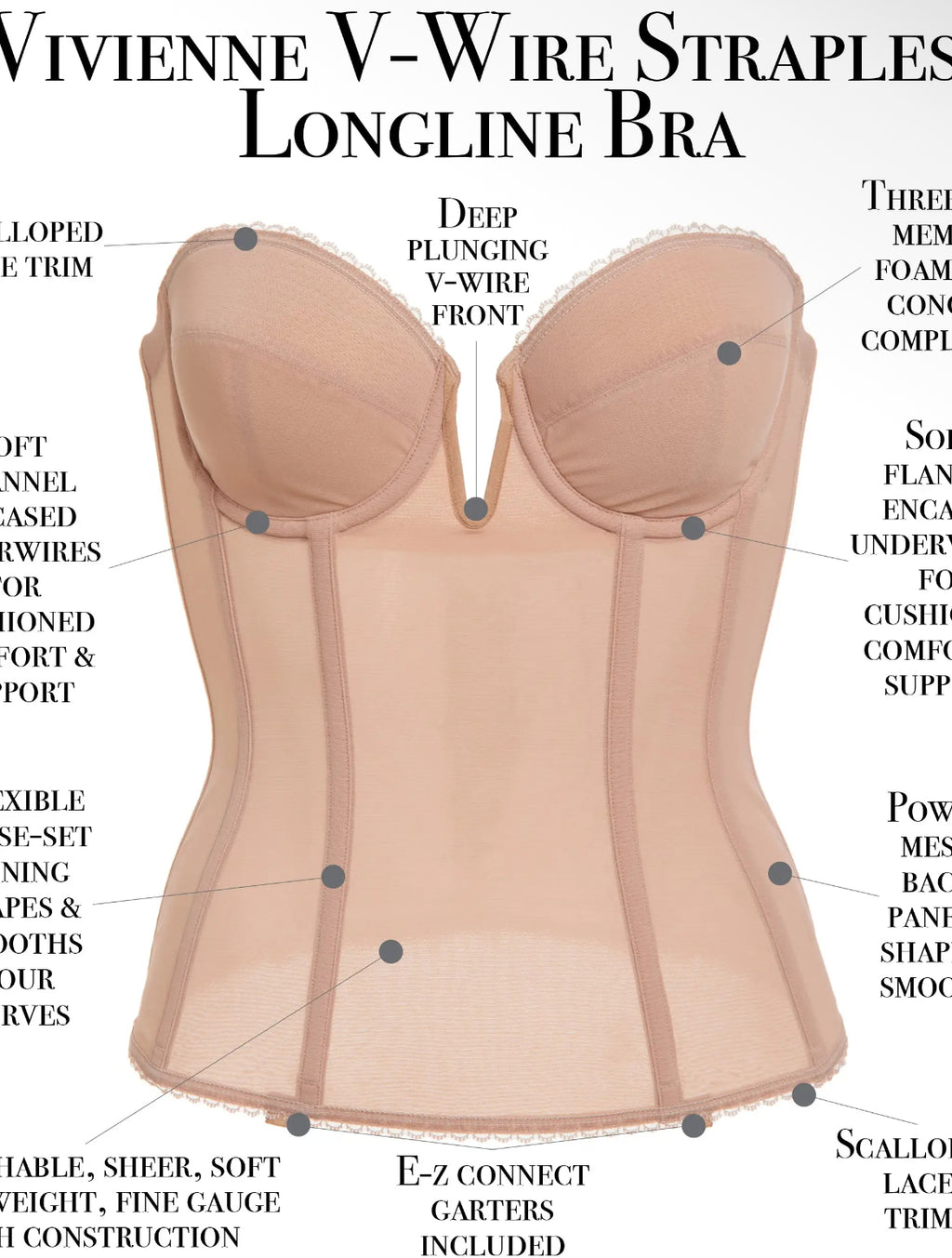 Dominique Vivienne Deep Plunge Longline Strapless Bridal Bra