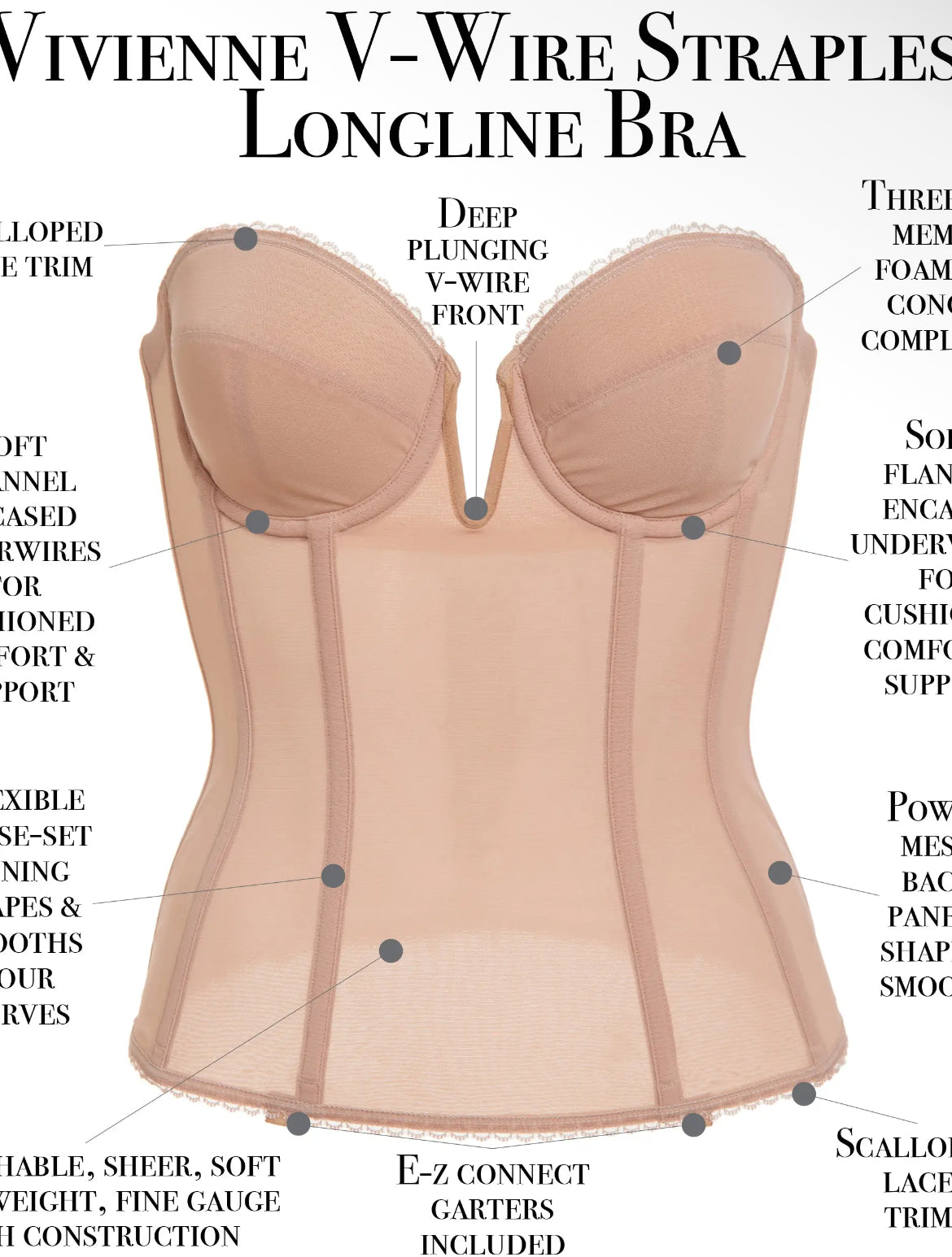 Dominique Vivienne Deep Plunge Longline Strapless Bridal Bra