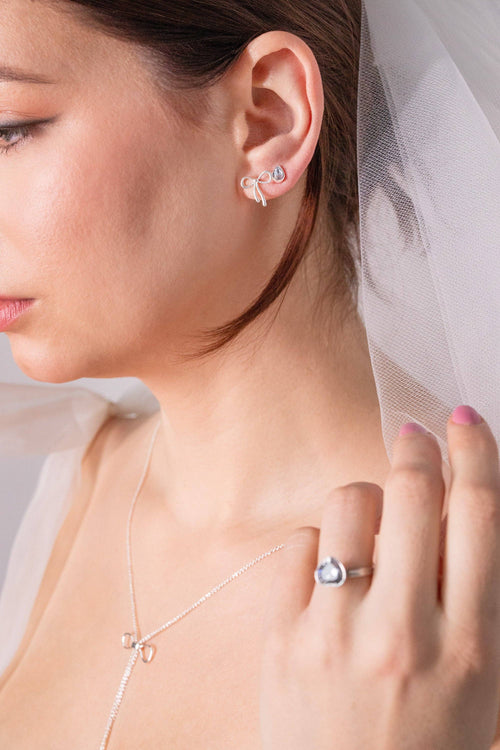 Bow & Teardrop Stud Earring Set: Silver by Alex and Ani - alternate view 2