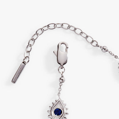 Evil Eye Crystal Stone Chain Bracelet: Stainless Steel Gold