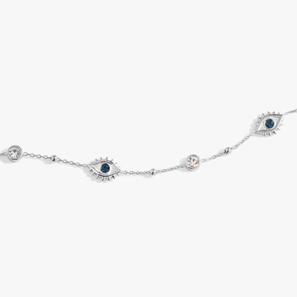 Evil Eye Crystal Anklet: Stainless Steel Silver