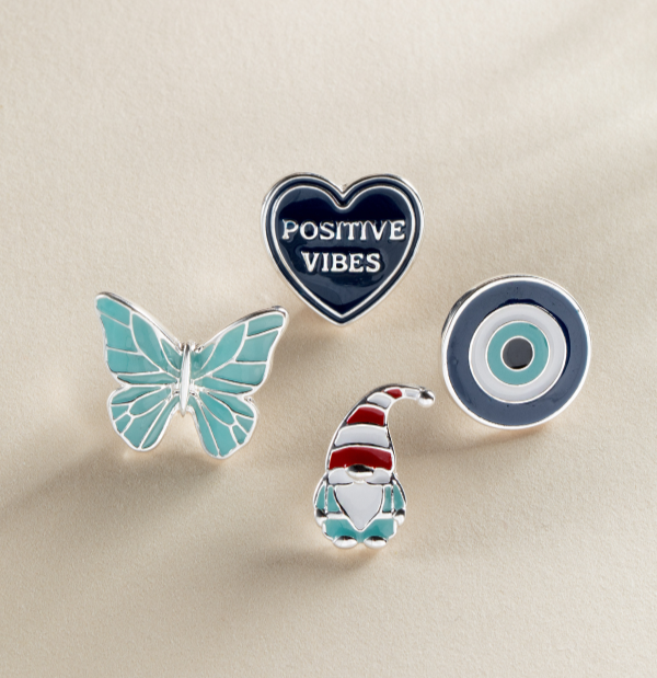Christmas Bag Accessories Pin Set of 4: Silver