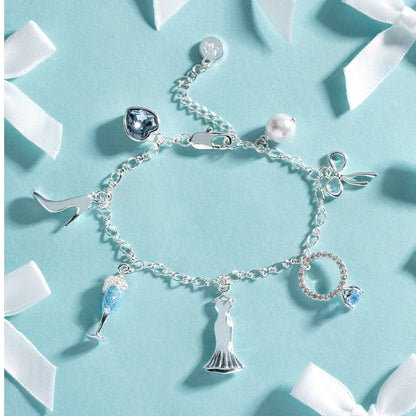 Bridal Multi-Charm Bracelet: Silver