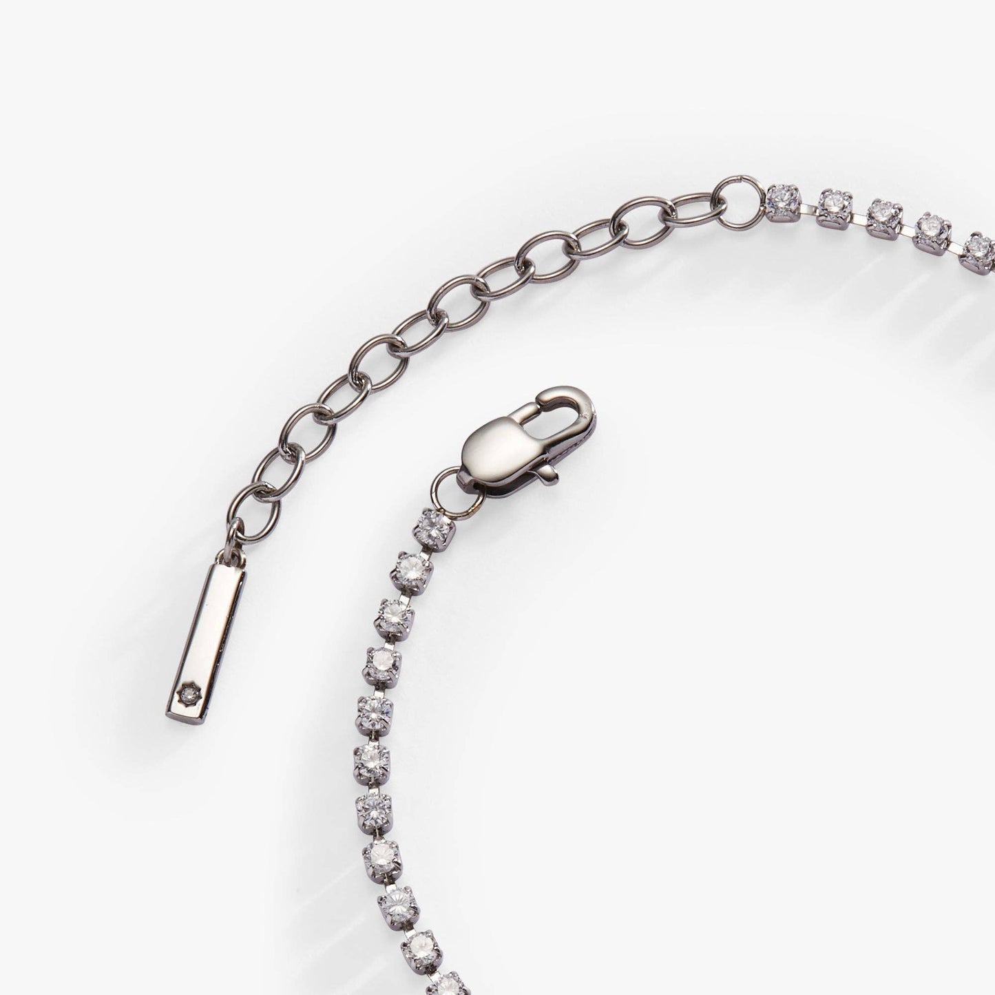 "Bride" Crystal Tennis Bracelet: Stainless Steel Silver