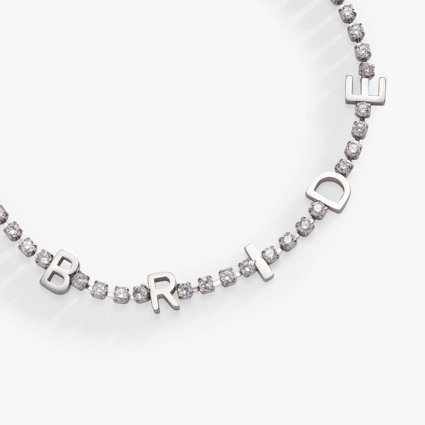 "Bride" Crystal Tennis Bracelet: Stainless Steel Silver
