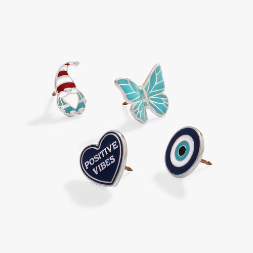 Christmas Bag Accessories Pin Set of 4: Silver