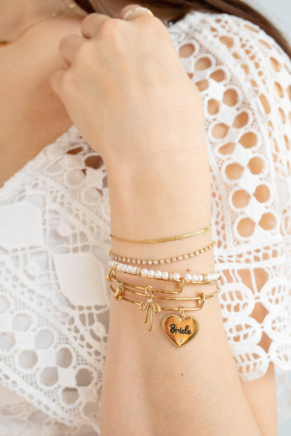Bride Heart Bangle: Silver