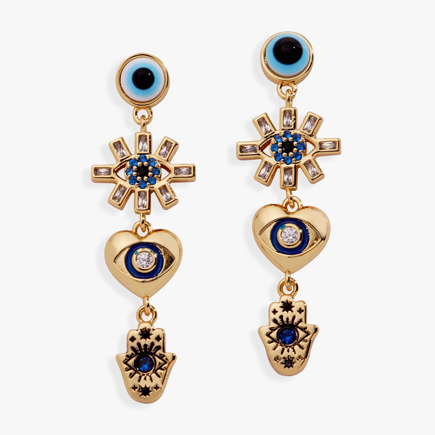 Evil Eye Linear Earring: Gold