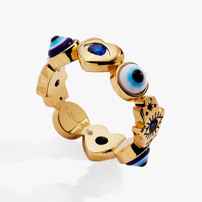 Evil Eye Band Ring: Gold