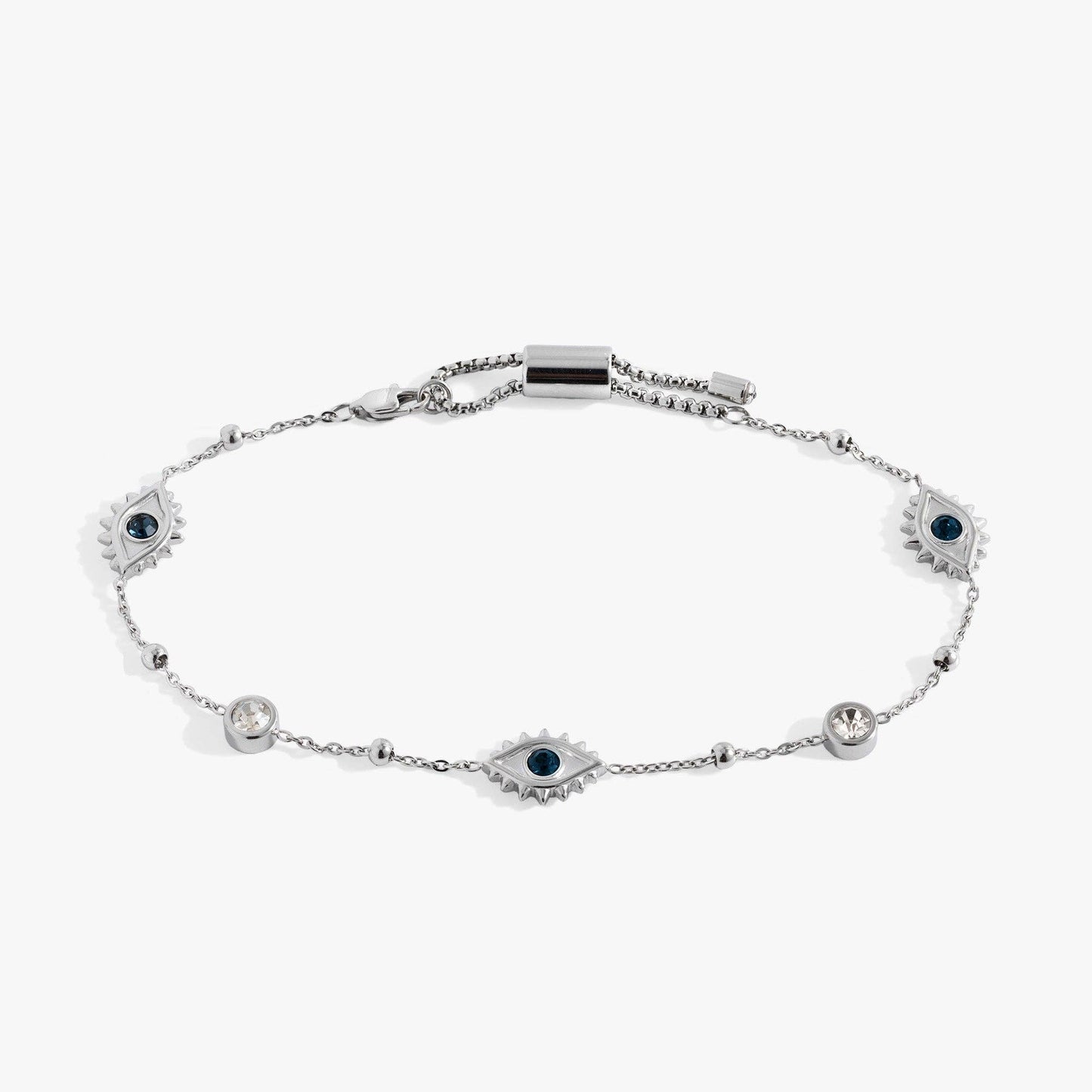Evil Eye Crystal Anklet: Stainless Steel Gold
