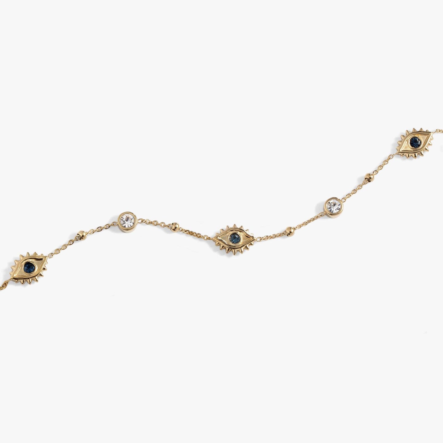 Evil Eye Crystal Anklet: Stainless Steel Gold