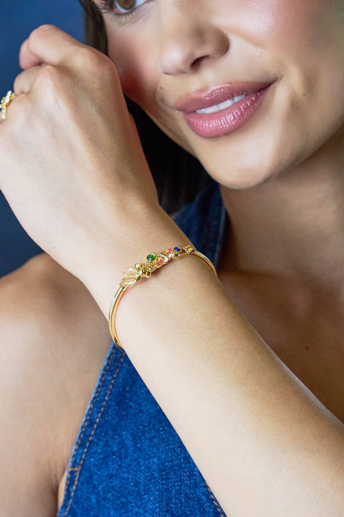 Woodland Gemstone Tension Cuff: Gold by Alex and Ani - alternate view 2