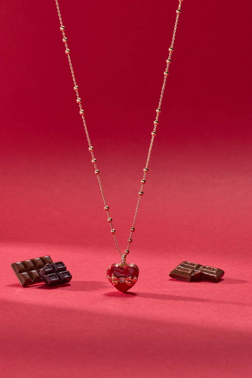 Box of Chocolate Locket Necklace: Gold