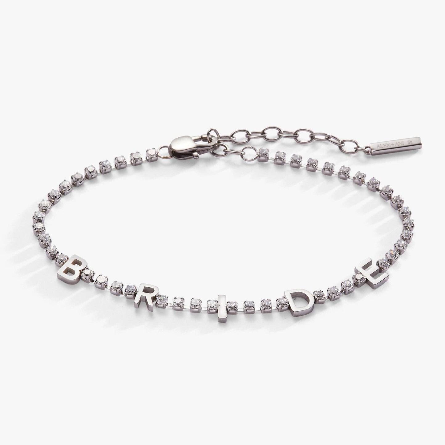 "Bride" Crystal Tennis Bracelet: Stainless Steel Silver