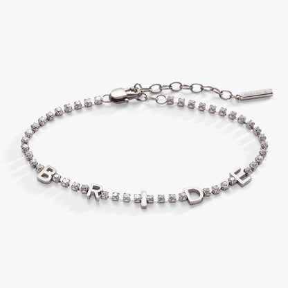 "Bride" Crystal Tennis Bracelet: Stainless Steel Silver