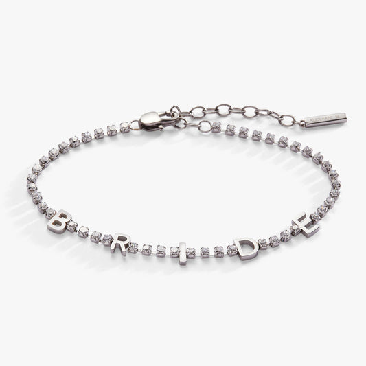 "Bride" Crystal Tennis Bracelet: Stainless Steel Silver