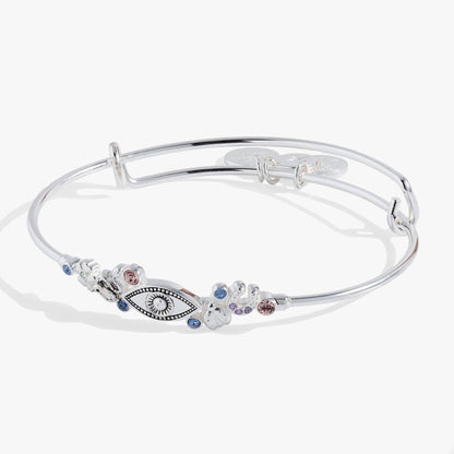 Evil Eye Inline Bangle: Silver