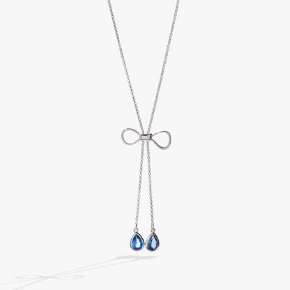 Bow Adjustable Slider Necklace: Silver