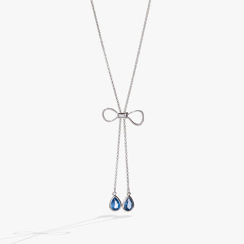 Bow Adjustable Slider Necklace: Silver